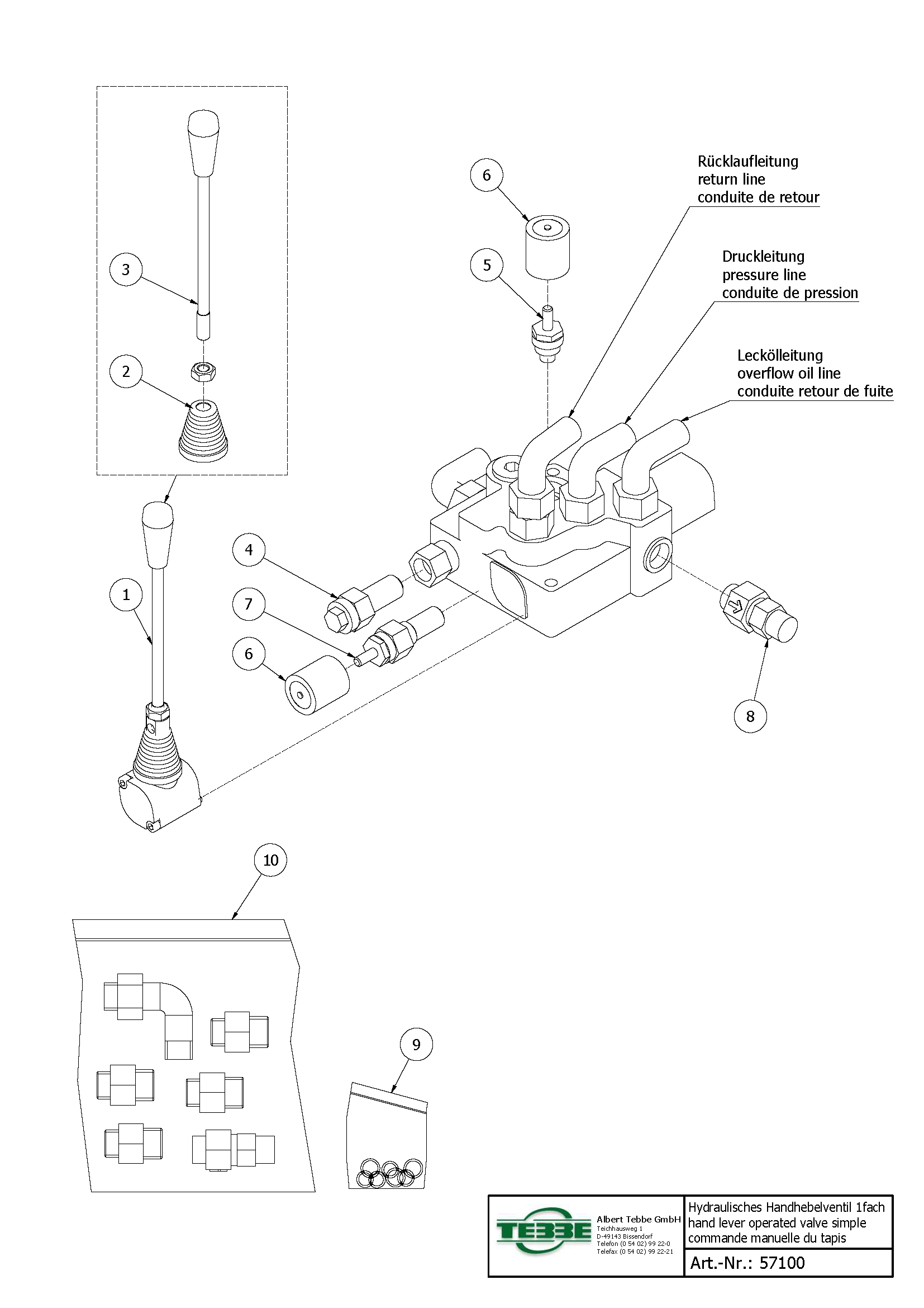 Hydraulische handbedieningsklep